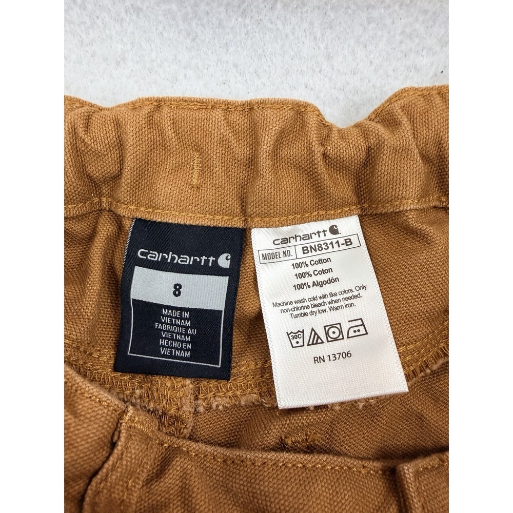 Carhartt Boys Carpenter Pants Brown Cotton Canvas BN8311-B Size 7, Adj Waist - Picture 5 of 9